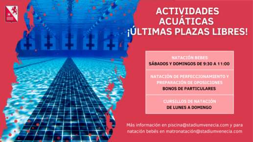 Plazas disponibles natación